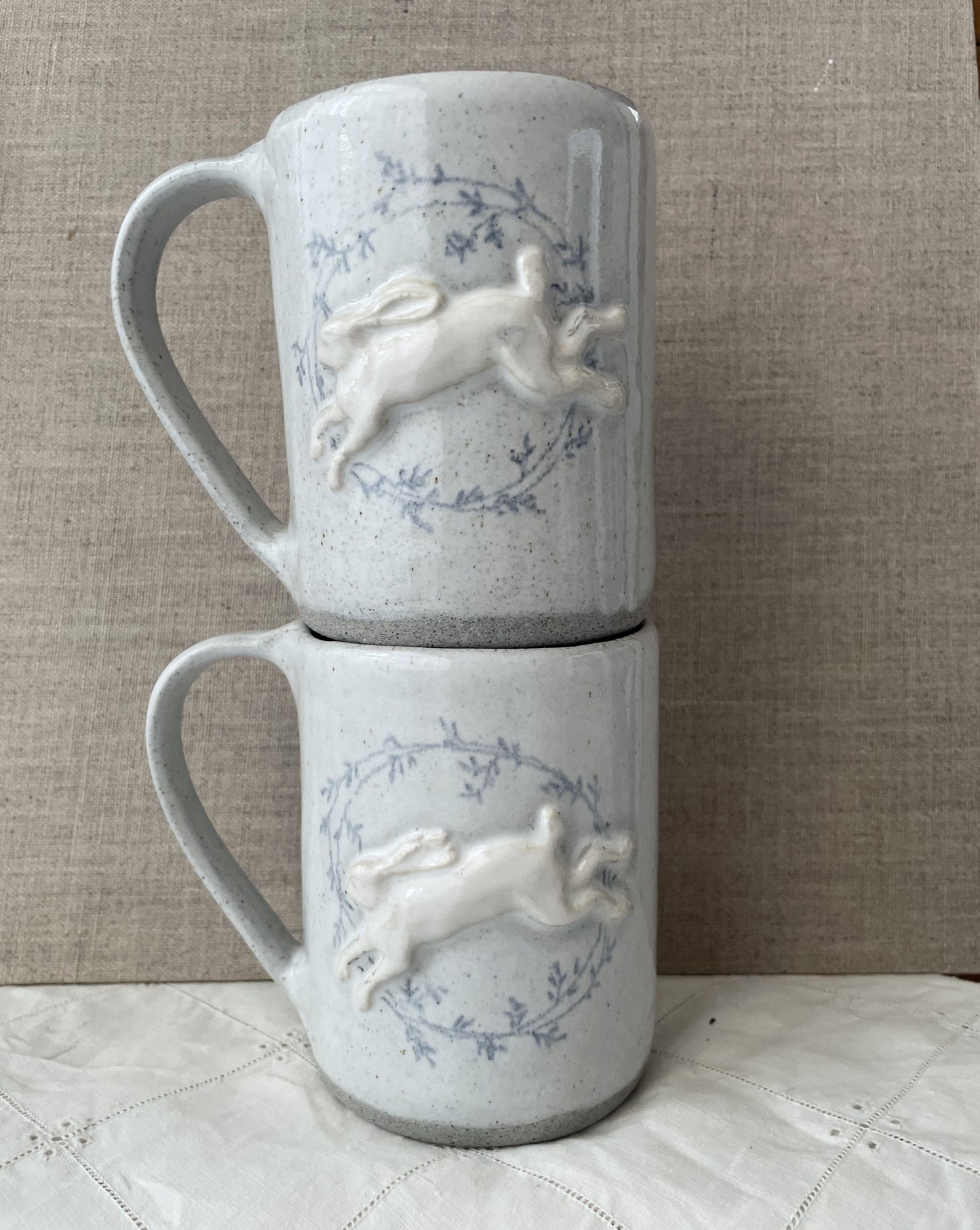 Pre Order- White Hare Wreath Mug
