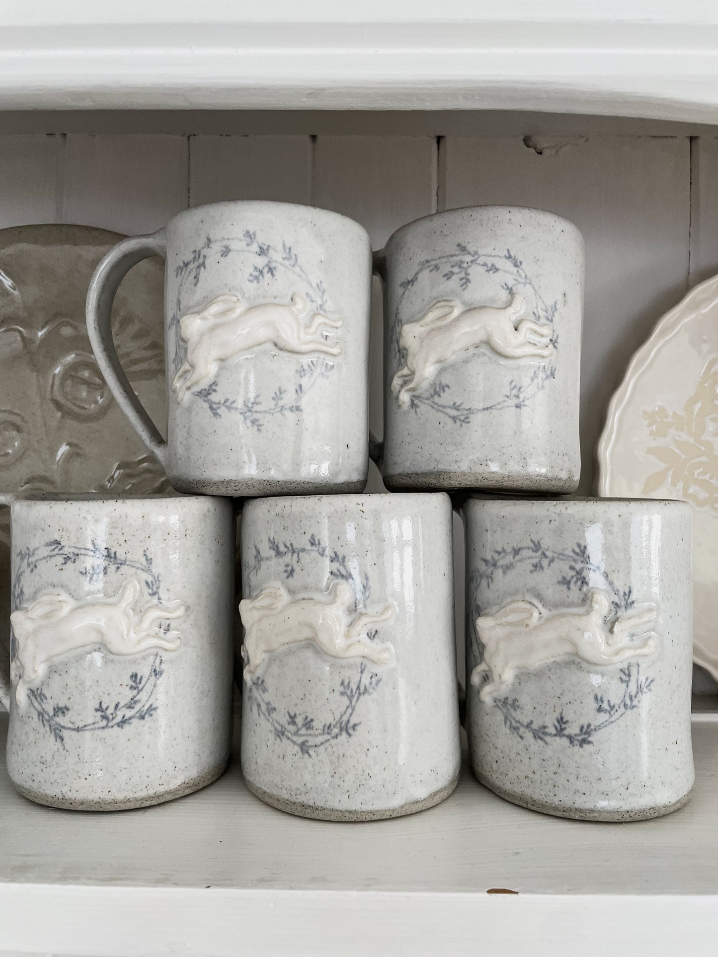Pre Order- White Hare Wreath Mug