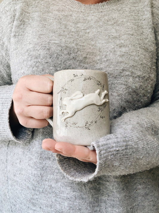 Two Toned Hare Wreath Mug