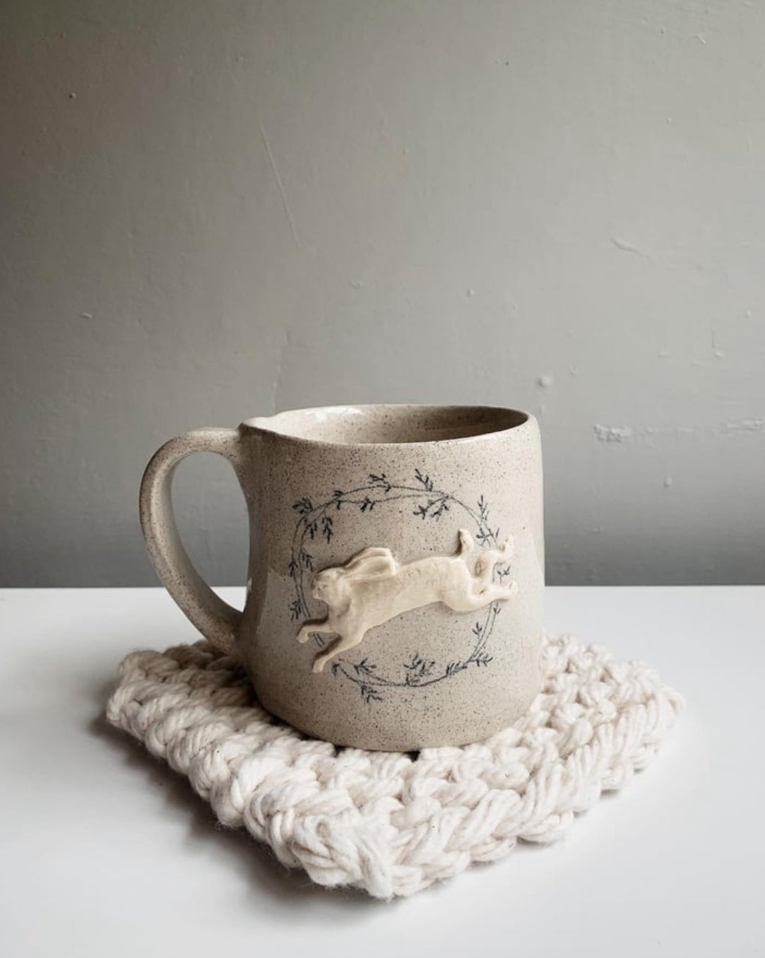 Two Toned Hare Wreath Mug